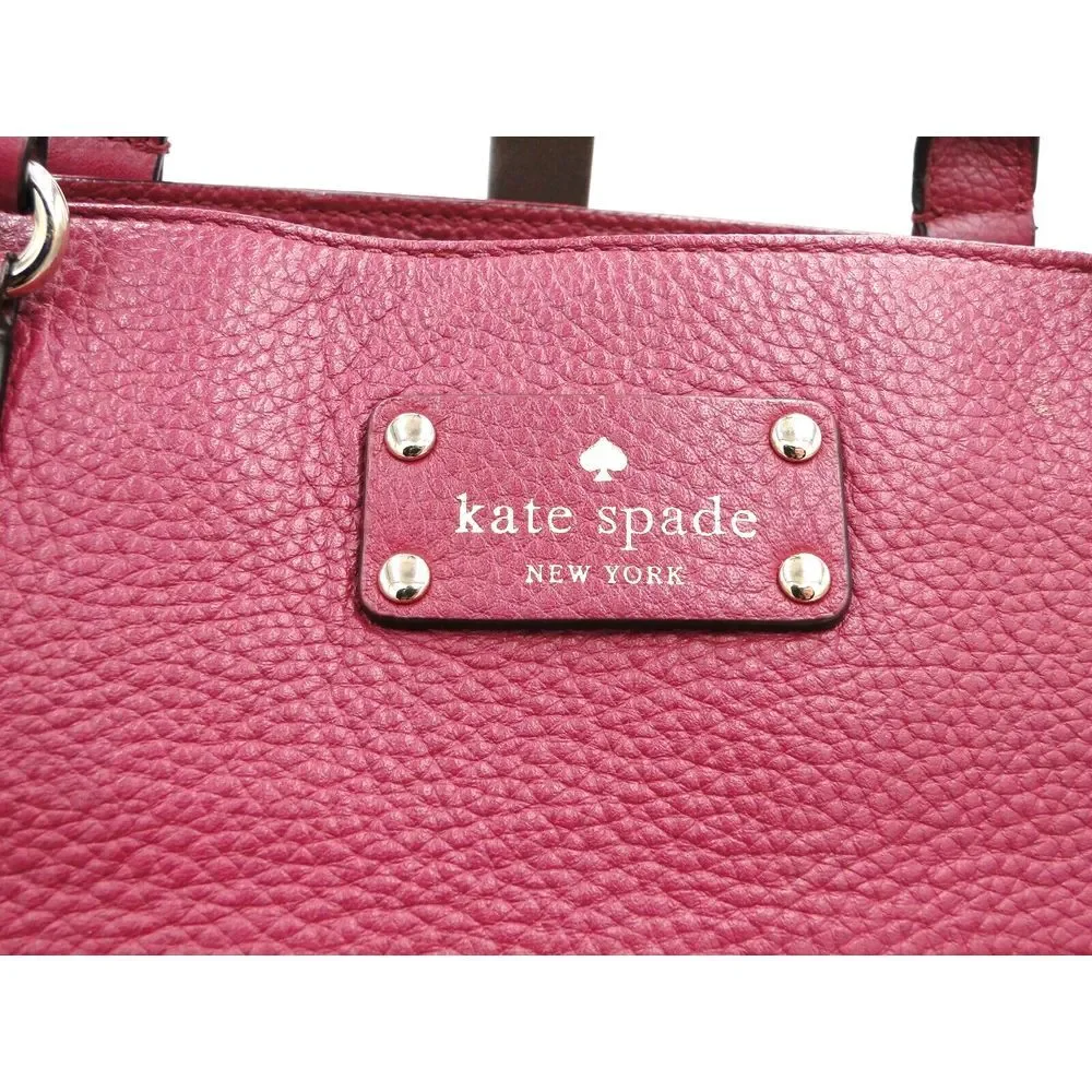 Kate Spade New York Laptop Tote Shoulder Bag‎ Magenta Leather 13L x14 H x 4.5 W